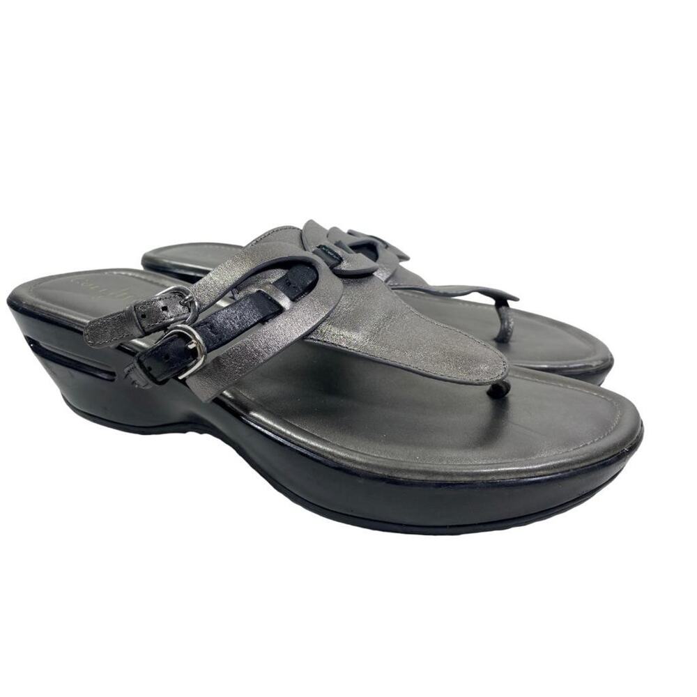 Cole Haan Air Melissa Wedge Slide Sandal Pewter Leather Women size 10